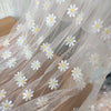 140cm Width x 95cm Length Daisy Flower Embroidery Tulle Lace Fabric