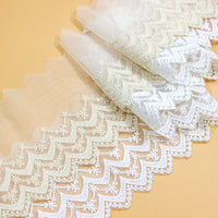 3 Yards of 4 inches Width Soft Embroidery Frill Tulle Lace Trim