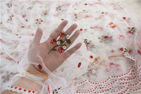 130cm Width Strawberry and Flower and Birthday Cake and Bowtie Embroidery Lace Fabric by the Yard
