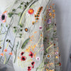 130cm Width x 95cm Length Colorful Botanical Flower Pattern Embroidered Lace Fabric