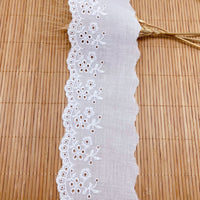 14 Yards x 6.5cm Width Eyelet Floral Embroidery Cotton Lace Trim Lace Tape
