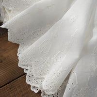 27cm Width x 190cm Length Premium Branch Floral Embroidery Eyelet Cotton Lace Fabric