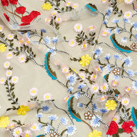 143cm Width Premium Vintage Colorful  Floral Embroidery Lace Fabric by the Yard