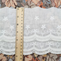3 Yards x 15cm Width Vintage Floral Embroidery Cotton Lace Trim