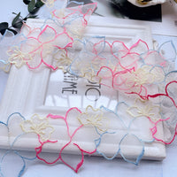 4 Yards  x 6.5cm Macaron Color Flower Petal Embroidered Tulle Lace Ribbon