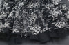 142cm Width x 95cm Length Silver Line Floral Embroidered Black Tulle Lace Fabric