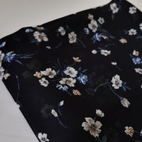 148cm Width x 95cm Length Premium Chiffon  Floral Pattern Print Fabric Black