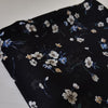 148cm Width x 95cm Length Premium Chiffon  Floral Pattern Print Fabric Black