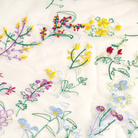 130cm Width Botanical Grass and Flowers Embroidery Tulle Lace Fabric by the Yard