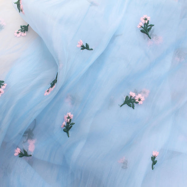 150cm Width x 95cm Length Premium Floral Embroidery Chiffon Lace Fabric