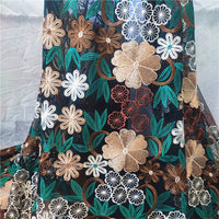 幅130cm×長さ95cm プレミアムランウェイ カラフル花柄刺繍レース生地