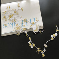 55cm  x 17cm Vine Butterfly Floral Embroidery Lace Emblem Lace applique