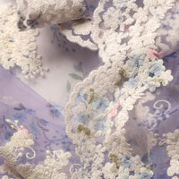 125cm Width Light Purple Floral Embroidery Tulle Lace Fabric by the Yard