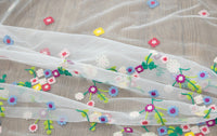 130cm Width x 95cm Length Premium Pastoral Colorful Flower Embroidery Lace Fabric