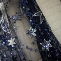 120cm Width x 95cm Length Sequined Stars Embroidery Lace Fabric
