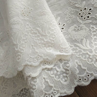 27cm Width x 190cm Length Premium Vintage Floral Embroidery Eyelet Cotton Lace Fabric Trim