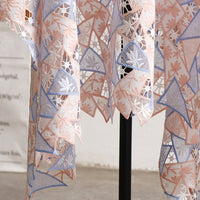 125cm Width x 95cm Length Premium Geometry Pattern Hollow out Floral Embroidery Fabric