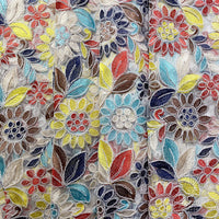 ヤードによる130cmの幅の芸術的なConstrast重い色のヒマワリの刺繍のレースの生地