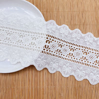 3 Yards x 9.6cm Width Symmetrical Vintage Embroidery Hollow-out Eyelet Cotton Lace Trim
