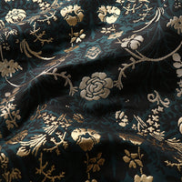 145cm Width x 95cm Length Vine Floral Golden Embossed Yarn-dyed Jacquard Fabric