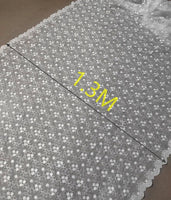 130cm Width x 95cm Length Organdy Floral and Vine Embroidery Lace Fabric