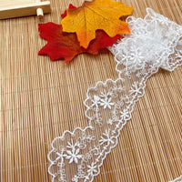 4.5 Yards of 1.7 inches Width Vintage Flower Embroidery Tulle Lace Ribbon