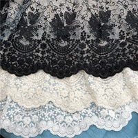 2 Yards x 40cm Width Vintage Floral Embroidery Lace Fabric Trim