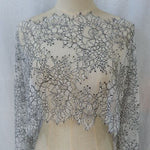35cm Width x 290cm Length Premium Contrast Eyelash Floral Embroidery Lace Fabric