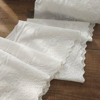 27cm Width x 190cm Length Premium Vintage Floral Embroidery Eyelet Cotton Lace Fabric Trim