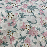 135cm Width x 90cm Length Vintage Branch Floral Embroidery Eyelet Cotton Fabric