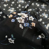 148cm Width x 95cm Length Premium Chiffon  Floral Pattern Print Fabric Black