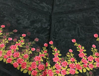 130cm Width x 90cm Length Rose Floral Embroidery Organza Lace Tulle Lace Fabric