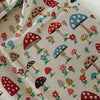 150cm Width x 95cm Length Vintage Mushroom and Flower Print Linen Fabric