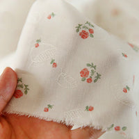 150cm Width Rose Floral Print with 3D Leaf Cotton Fabric by the Yard