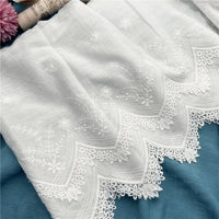 2 Yards x 28cm Width Vintage Floral Embroidered Cotton Thread Lace Trim