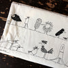 150cm Width x 95cm Length Cartoon Birds Sketch Abstract Birds Print Cotton Linen Fabric