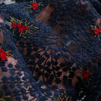 130cm Width x 95cm Length Premium Embroidery Black Lace Fabric width Red Flowers