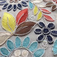 ヤードによる130cmの幅の芸術的なConstrast重い色のヒマワリの刺繍のレースの生地