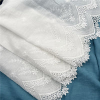 2 Yards x 28cm Width Vintage Floral Embroidered Cotton Thread Lace Trim