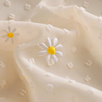 130cm Width x 95cm Length Premium Dots and Daisy Floral Embroidery Jacquard Chiffon Fabric