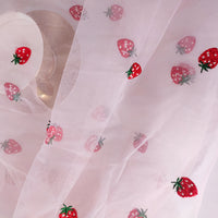 140cm Width x 95cm Length Strawberry Embroidery Tulle Lace Fabric