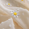 130cm Width x 95cm Length Premium Dots and Daisy Floral Embroidery Jacquard Chiffon Fabric