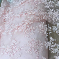 125cm Width x 95cm Length Premium Flowers  and  Branch Embroidery Lace Fabric （Champagne Pink）