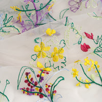 130 cm 幅の植物の草と花の刺繍チュール レース生地ヤード