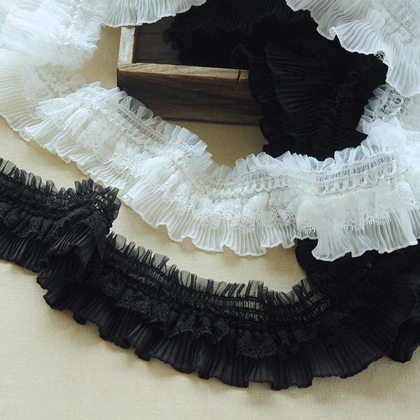 2 Yards of 9cm Width Premium Lolita Lace Floral Emboridery Lace Ruffled  Lace Frill Lace