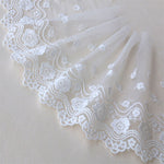 3 Yards x 17cm Width Premium Floral Embroidery Tulle Lace Fabric Lace Trim