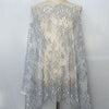 Grey net Symmetrical Floral Eyelash Embroidery Lace Fabric