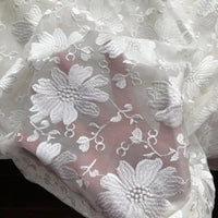 98 cm 幅シルク ジョーゼット花刺繍レース生地ヤード