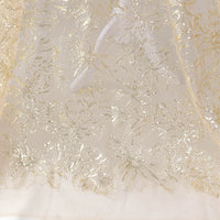 130cm Width x 95cm Length Premium Sequined Peony Floral Embroidery Lace Fabric
