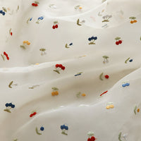 150cm Width x 95cm Length Organza Colorful Cherry Embroidery Lace Fabric